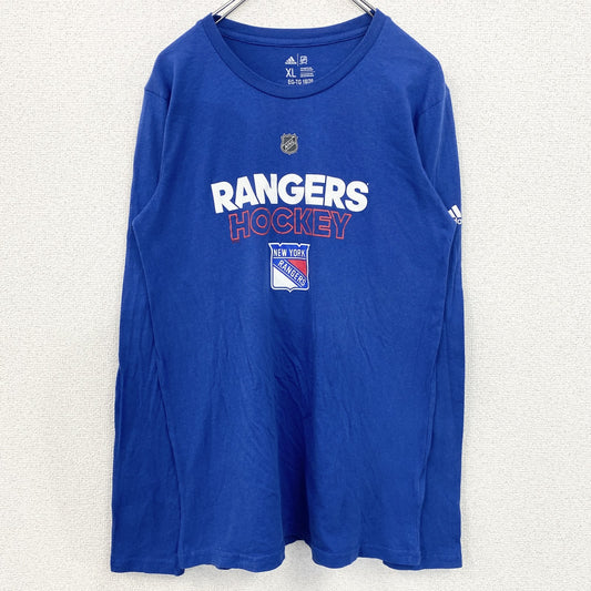 古着 used　adidas　アディダス　NHL　長袖プリントTシャツ　ニューヨークレンジャーズ　ホッケー　背番号　XLサイズ