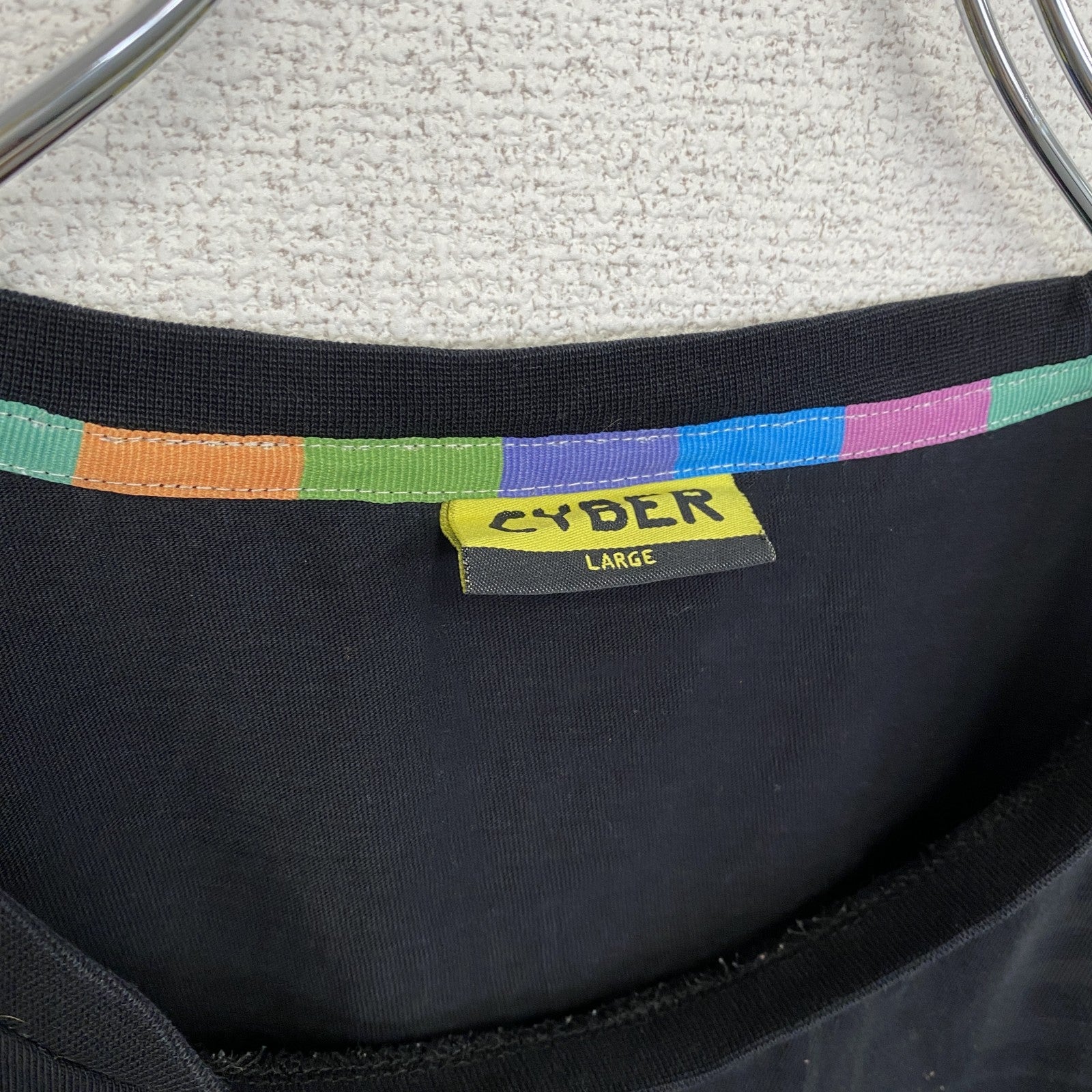 CYBER　半袖プリントキャラクターTシャツ　暗号学的ハッシュ関数　アーチプリント　両面プリント　黒　ブラック　Lサイズ　古着