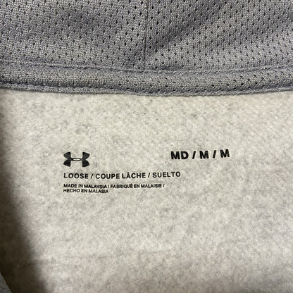 古着 used　UNDER ARMOUR アンダーアーマー　長袖ロゴプリントパーカー　フード付き　スウェット　グレー　Mサイズ