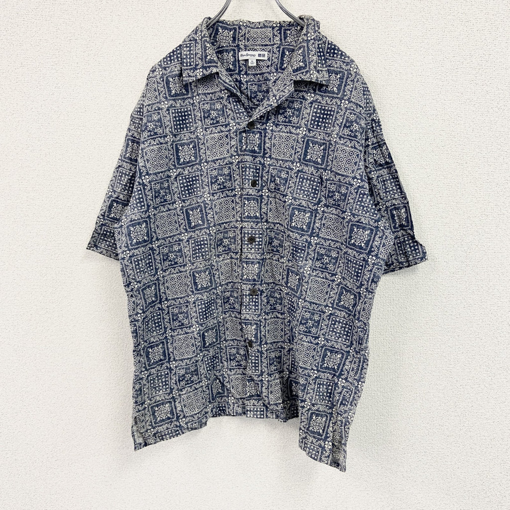 Reyn Spooner　UNIQLO　レインスプーナー　ユニクロ　半袖シャツ/柄シャツ　総柄　紺　ネイビー　XLサイズ　古着