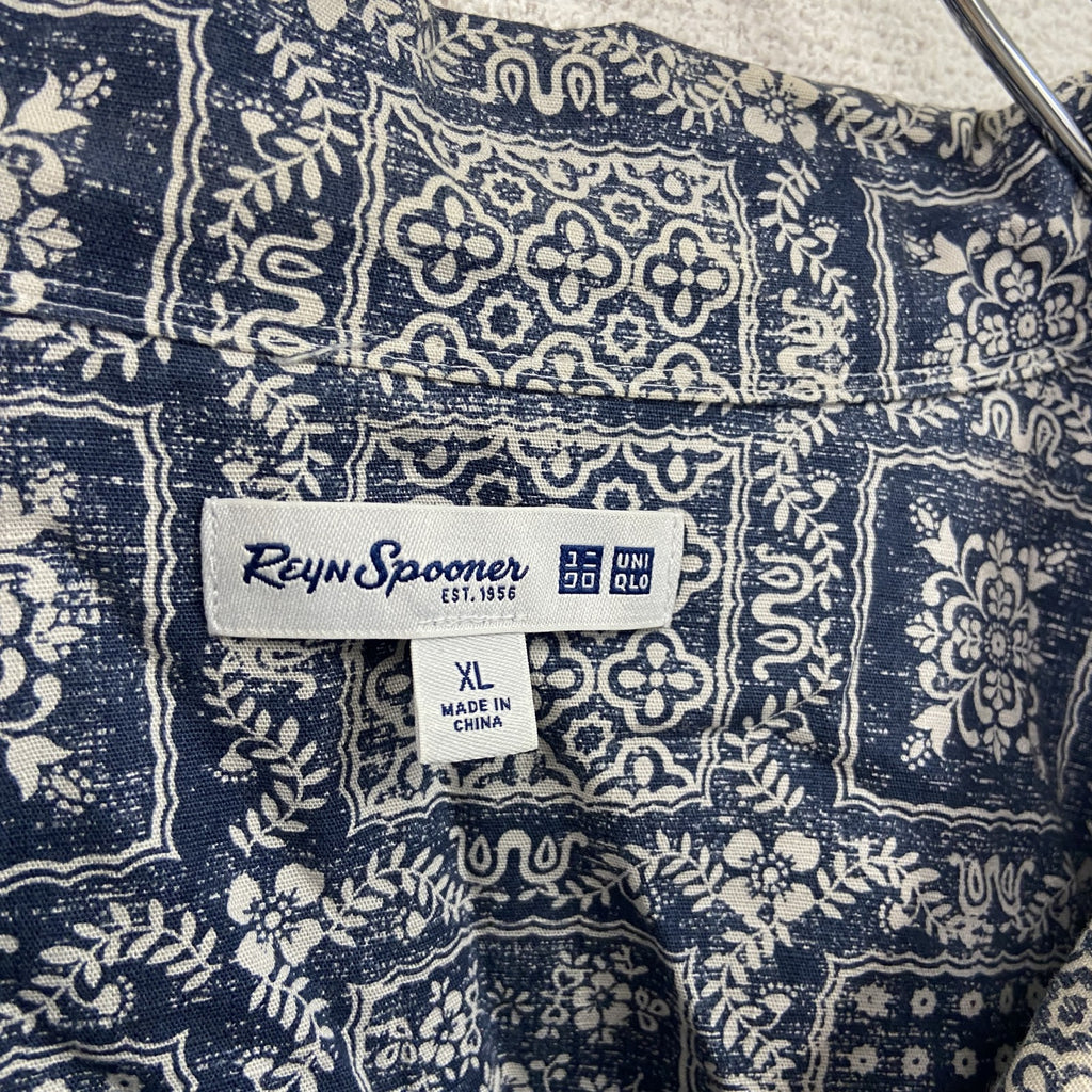 Reyn Spooner　UNIQLO　レインスプーナー　ユニクロ　半袖シャツ/柄シャツ　総柄　紺　ネイビー　XLサイズ　古着