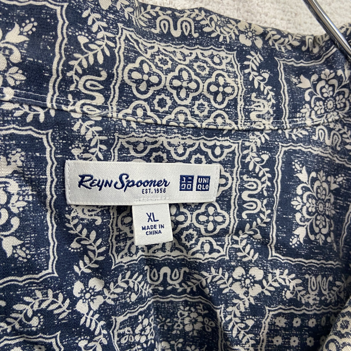 Reyn Spooner　UNIQLO　レインスプーナー　ユニクロ　半袖シャツ/柄シャツ　総柄　紺　ネイビー　XLサイズ　古着
