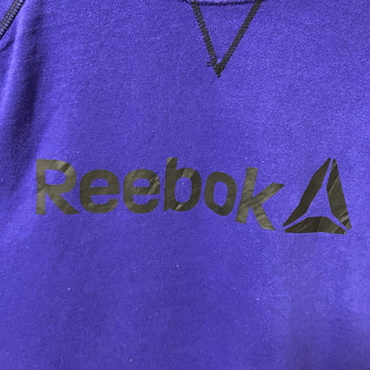 古着 used　Reebok リーボック　長袖ロゴプリントスウェット　トレーナー　ラグラン　青　ブルー　秋冬服　XLサイズ