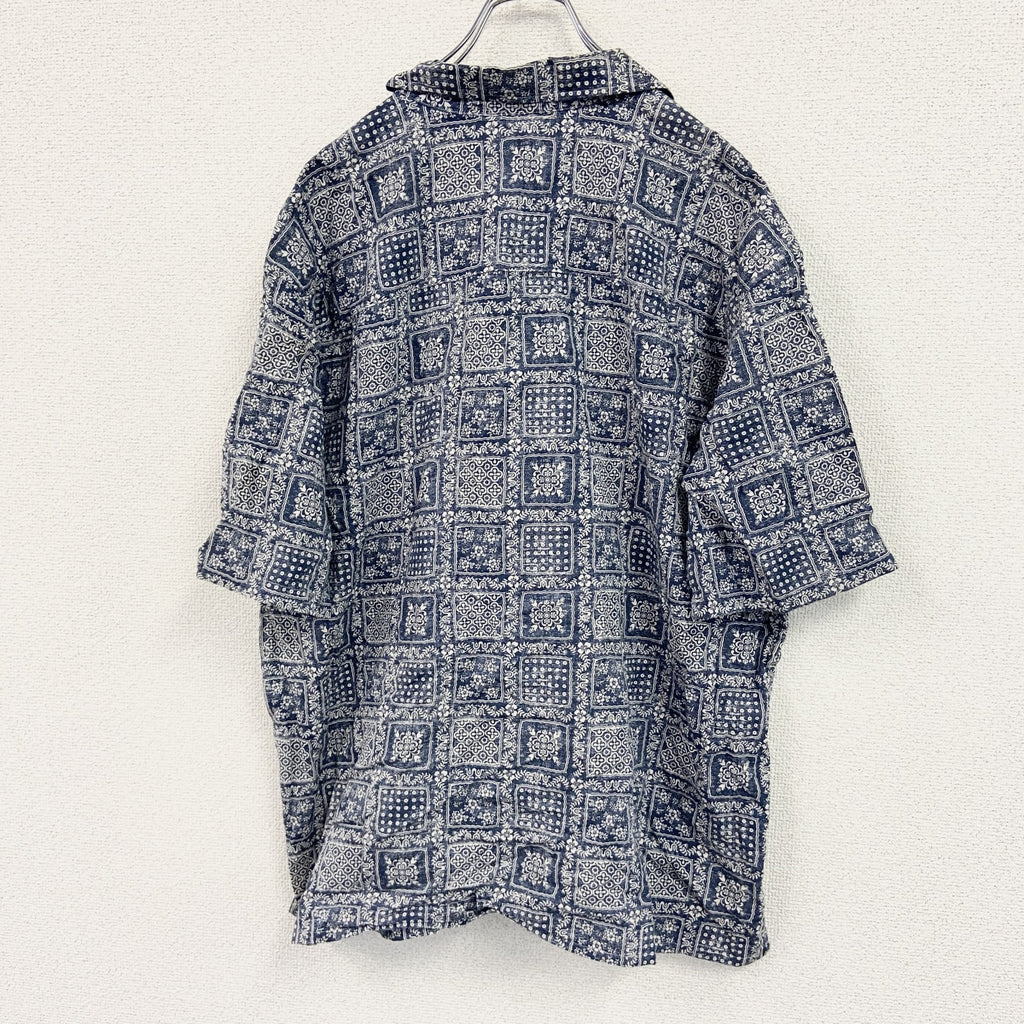 Reyn Spooner　UNIQLO　レインスプーナー　ユニクロ　半袖シャツ/柄シャツ　総柄　紺　ネイビー　XLサイズ　古着
