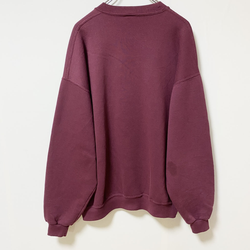JERZEES ジャージーズ　長袖スクールワッペン刺繍スウェット　トレーナー　ワインレッド　えんじ色　XLサイズ　古着