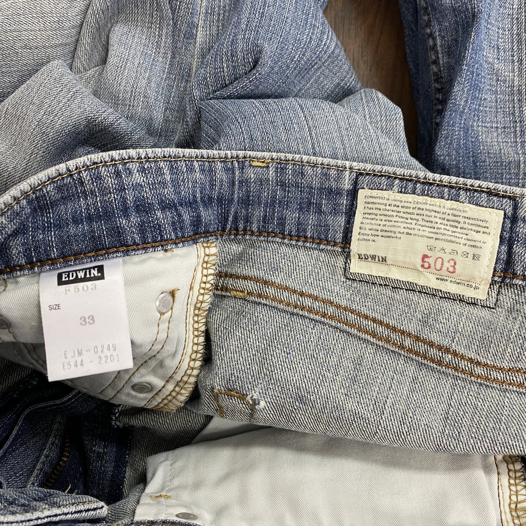 EDWIN　エドウィン　503　デニムパンツ/ジーンズ　ジップフライ　縦落ち　インディゴ　33サイズ　古着