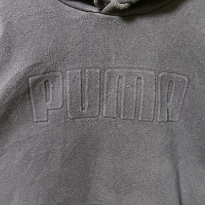 古着 used　puma プーマ　長袖パーカー　フード付きスウェット　プルオーバー　ワンポイントロゴ　ネイビー　Lサイズ