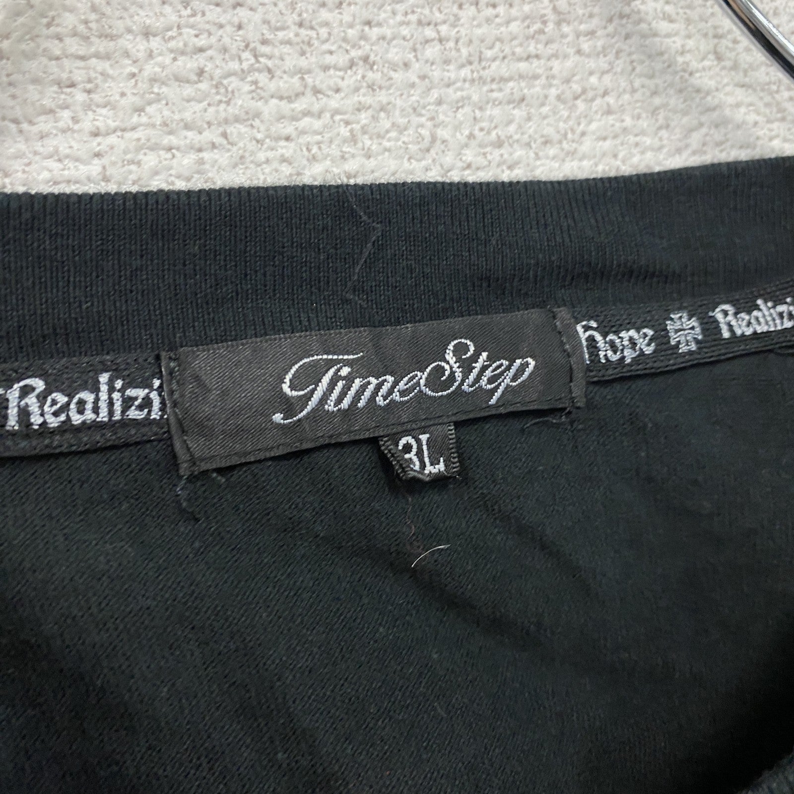 Time Step　長袖Tシャツ/ロンT　Y2K　ドクロ　ロザリオ　両面プリント　黒　ブラック　3Lサイズ　古着