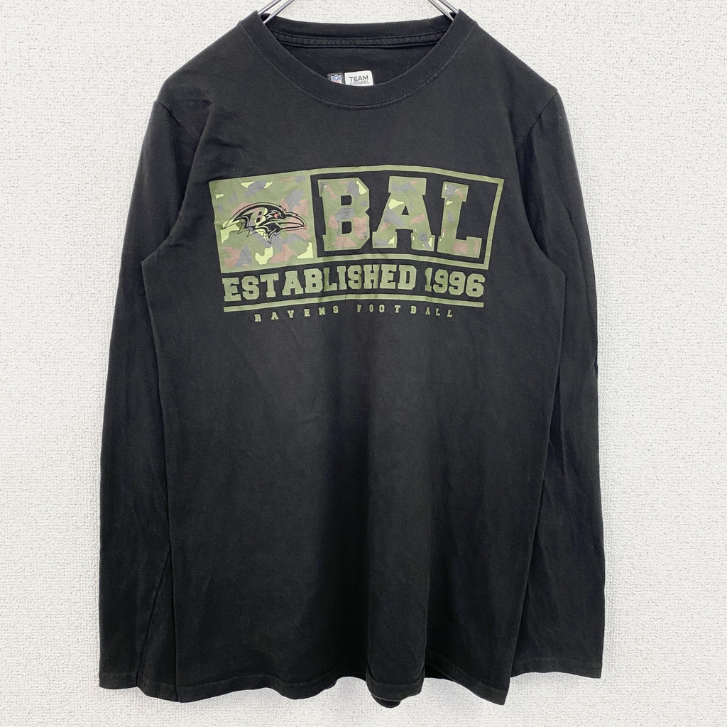 NFL　TEAM APPAREL　レイブンズ　長袖プリントTシャツ　ロンT　フットボール　黒　ブラック　Sサイズ　古着