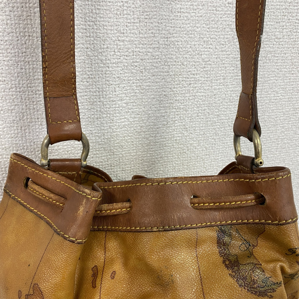 PRIMA CLASSE　プリマクラッセ　地図柄ショルダーバッグ　キャメル　　古着