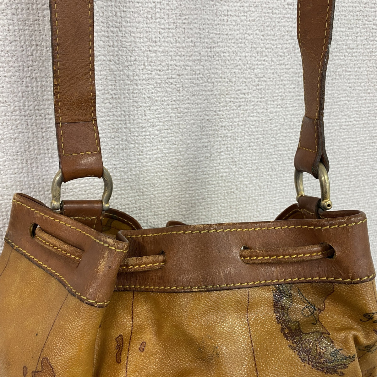 PRIMA CLASSE　プリマクラッセ　地図柄ショルダーバッグ　キャメル　　古着