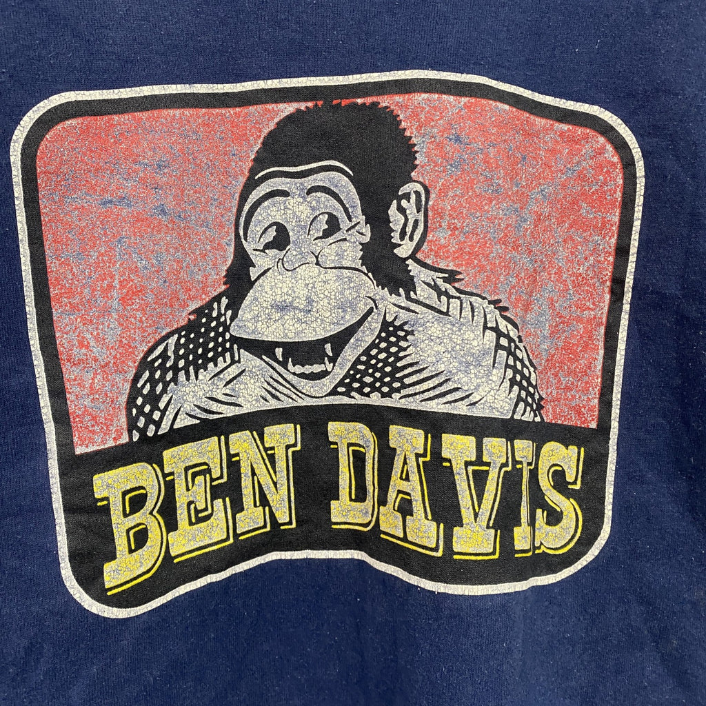 ～90s　ONEITA　オニータ　BEN DAVIS　ベンデイビス　スウェット/トレーナー　デカロゴ　ヴィンテージ　紺　ネイビー　Lサイズ　古着