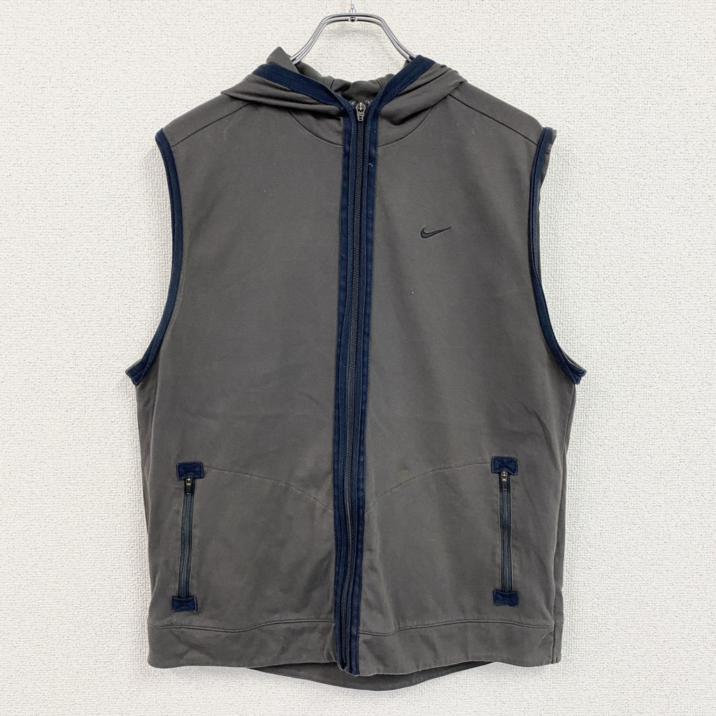 NIKE　ナイキ　DRI-FIT　フルジップベスト　ダークグレー　2XLサイズ　古着
