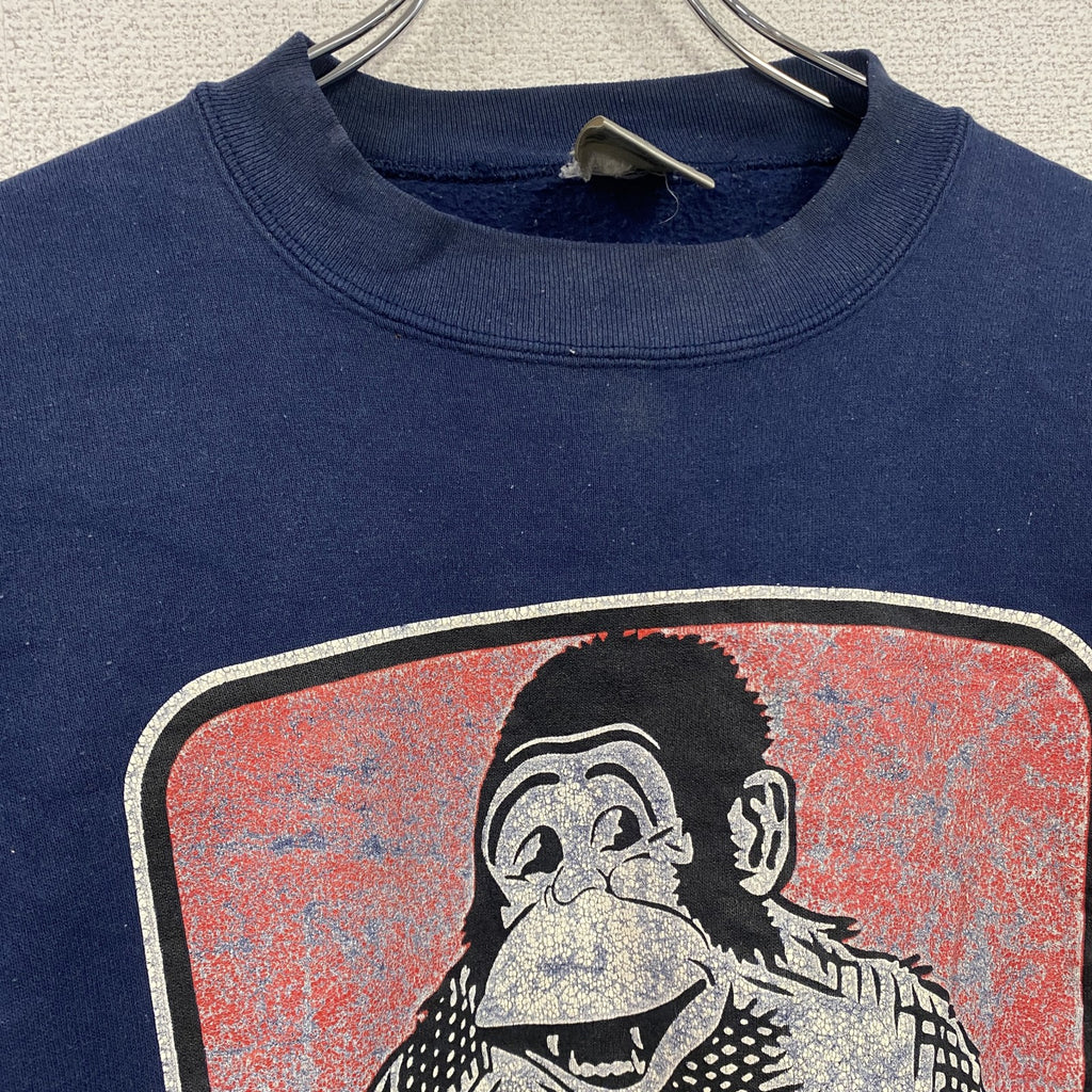 ～90s　ONEITA　オニータ　BEN DAVIS　ベンデイビス　スウェット/トレーナー　デカロゴ　ヴィンテージ　紺　ネイビー　Lサイズ　古着