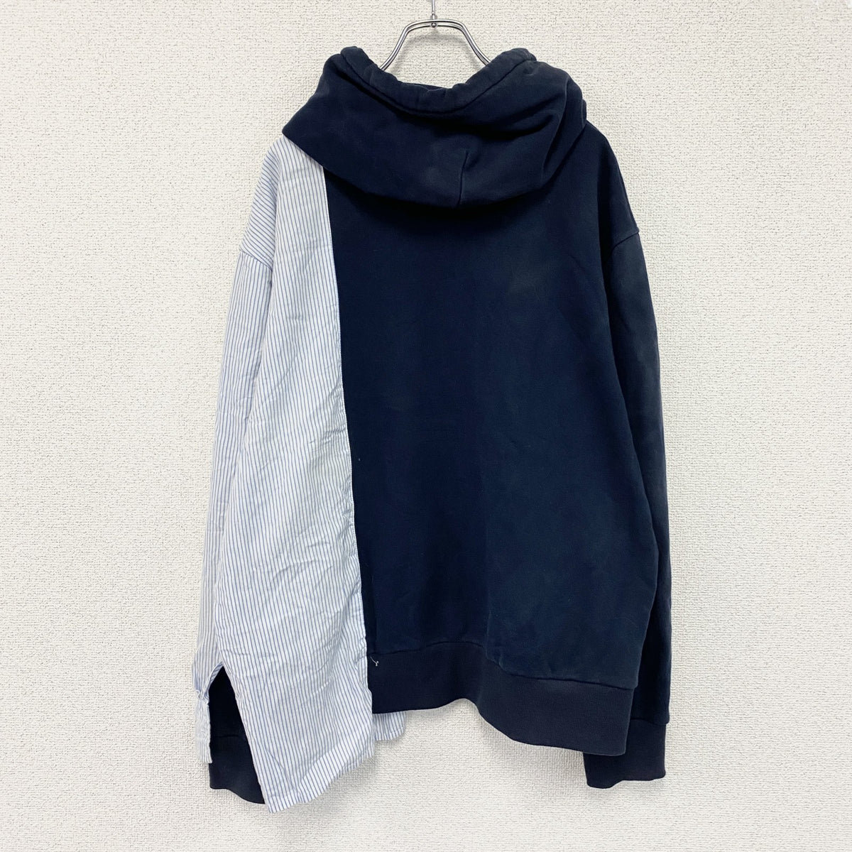 RABBITHOLE LONDON　ラビットホールロンドン　ドッキングパーカー/フーディー　紺　ネイビー　水色　ライトブルー　Lサイズ　古着