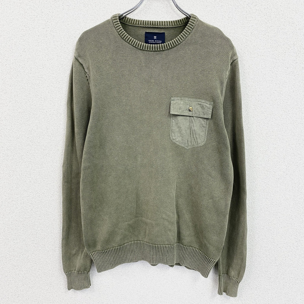 ROARK REVIVAL　ロアークリバイバル　コットンニットセーター　カーキ　Sサイズ　古着