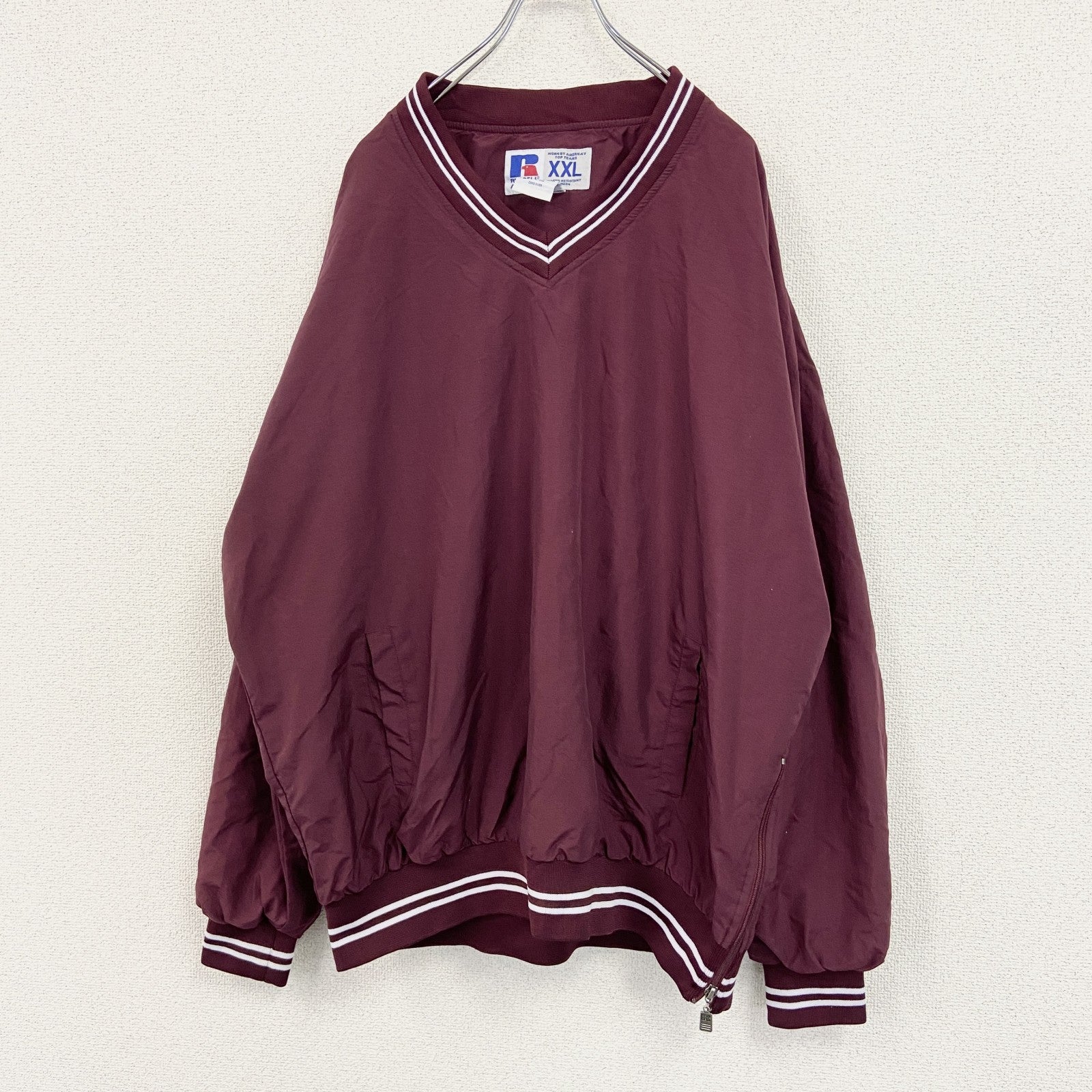 ～00s　RUSSELL　ラッセル　ナイロンプルオーバージャケット　ヴィンテージ　ボルドー　XXLサイズ　古着