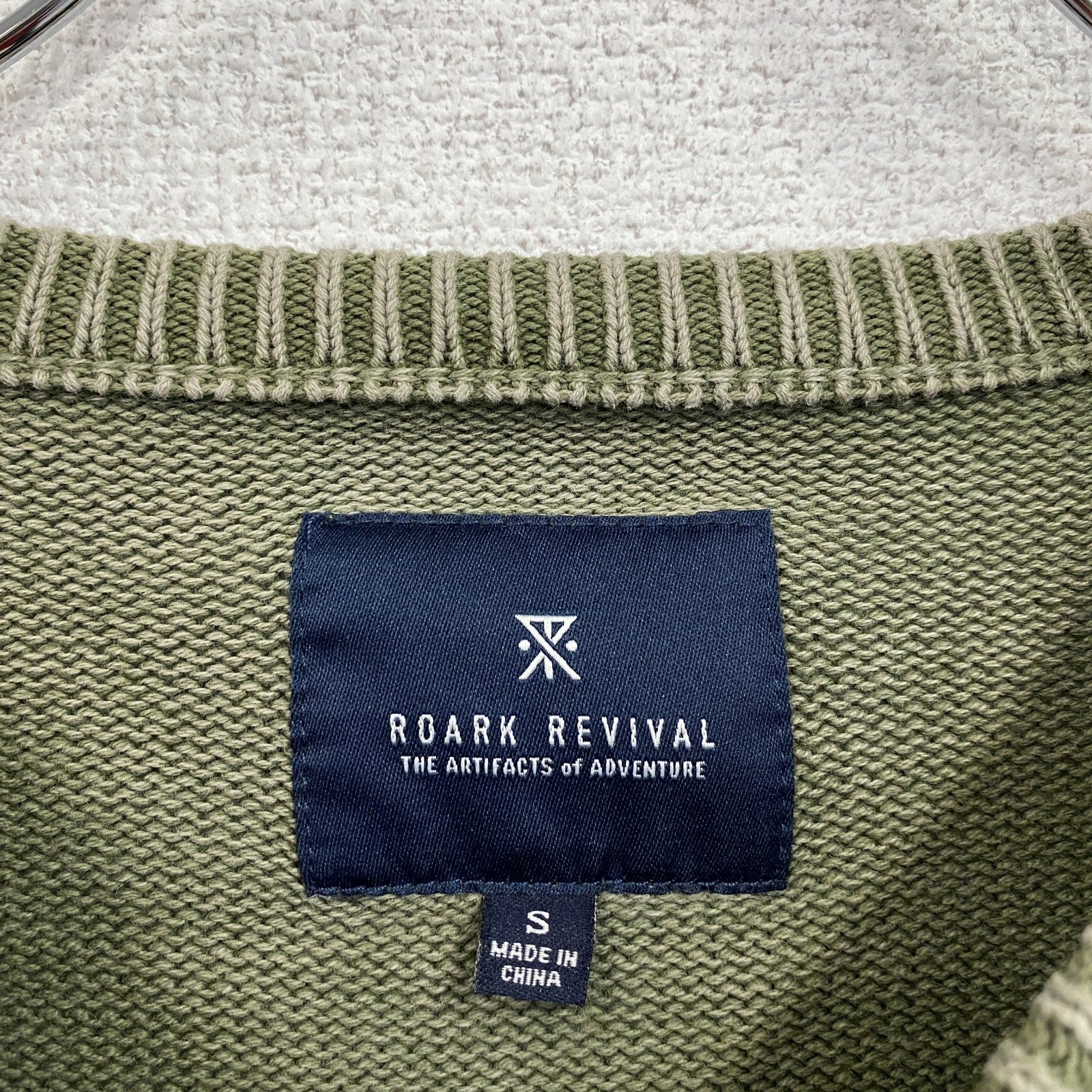 ROARK REVIVAL　ロアークリバイバル　コットンニットセーター　カーキ　Sサイズ　古着