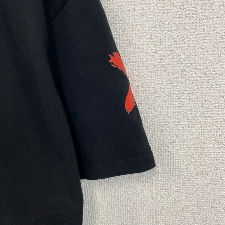 半袖プリントTシャツ　PAGA　スタンドカラー　黒　ブラック　クルーネック　レトロデザイン　Lサイズ　古着