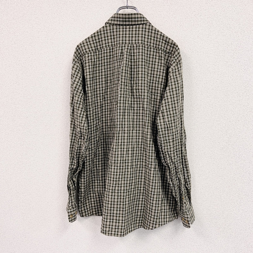 00s　L.L.Bean　エルエルビーン　長袖ボタンダウンシャツ　チェック柄　緑　グリーン　Mサイズ メンズ コットン 古着