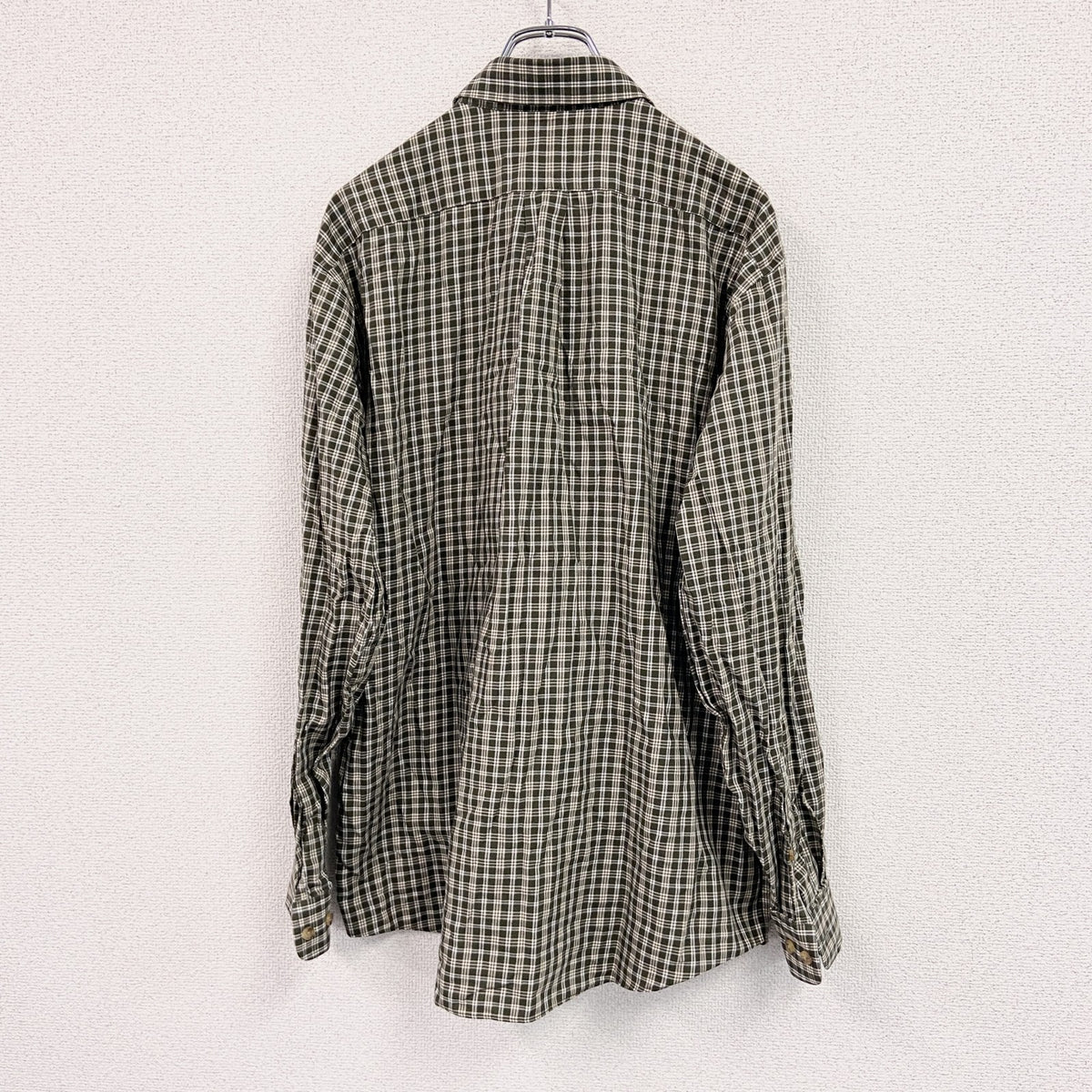 00s　L.L.Bean　エルエルビーン　長袖ボタンダウンシャツ　チェック柄　緑　グリーン　Mサイズ メンズ コットン 古着