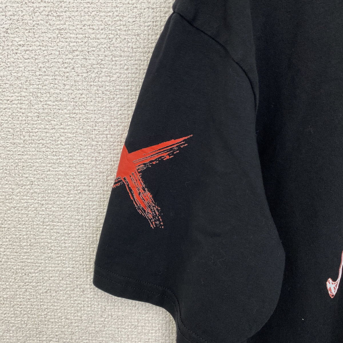 半袖プリントTシャツ　PAGA　スタンドカラー　黒　ブラック　クルーネック　レトロデザイン　Lサイズ　古着