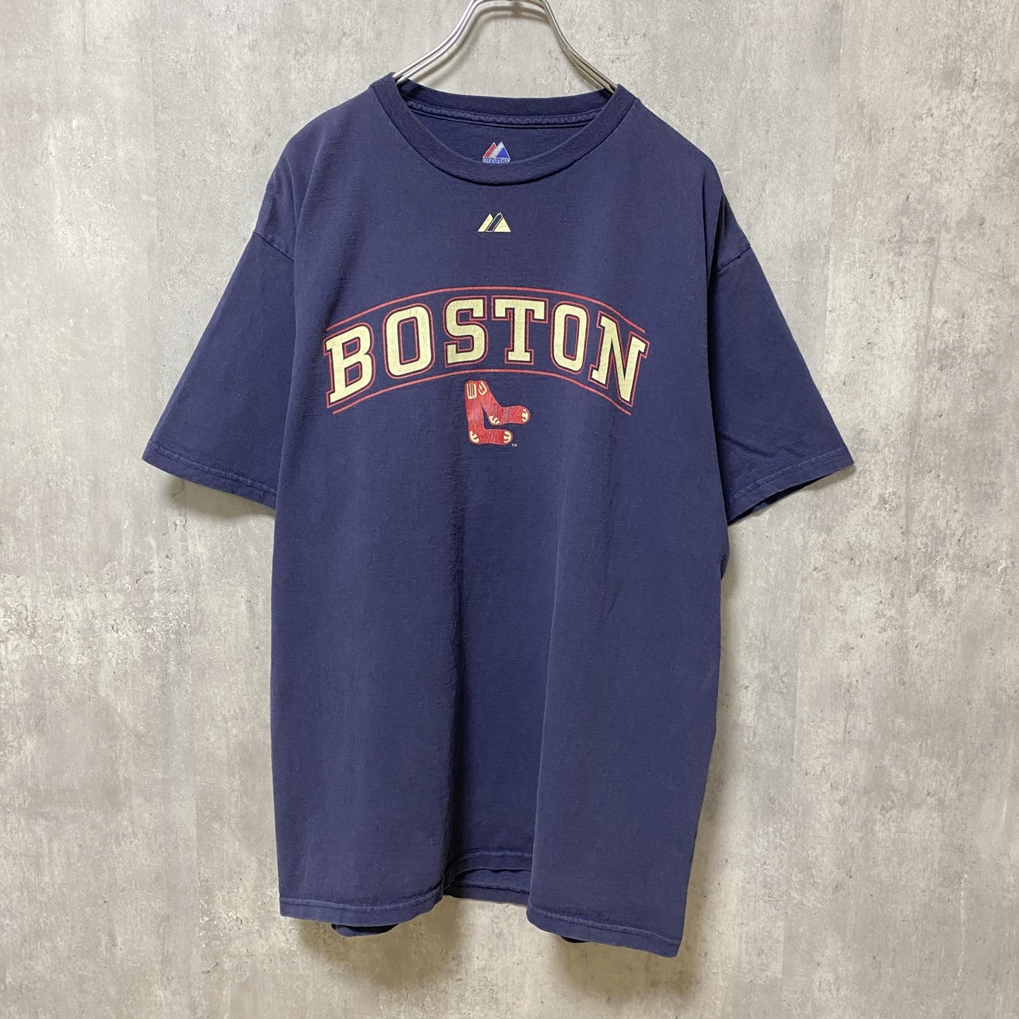 古着 used　Boston Red Sox　レッドソックス　半袖プリントTシャツ　Majestic　紺　ネイビー　Lサイズ