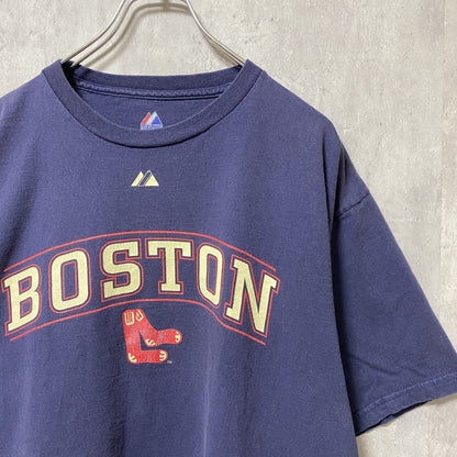 古着 used　Boston Red Sox　レッドソックス　半袖プリントTシャツ　Majestic　紺　ネイビー　Lサイズ