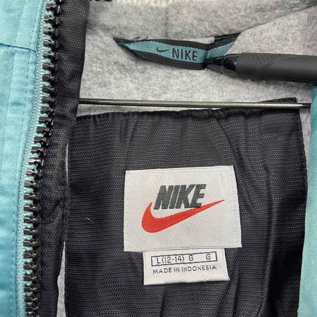 90s　NIKE　ナイキ　フルジップナイロンパーカー　ヴィンテージ　フリースライナー　水色　ライトブルー　Lサイズ　古着
