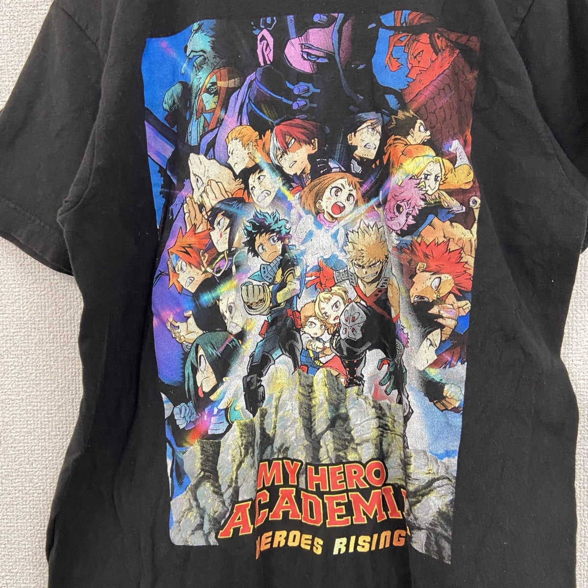 僕のヒーローアカデミア　半袖アニメプリントTシャツ　レトロ　クルーネック　少年ジャンプ　黒　ブラック　Mサイズ　古着