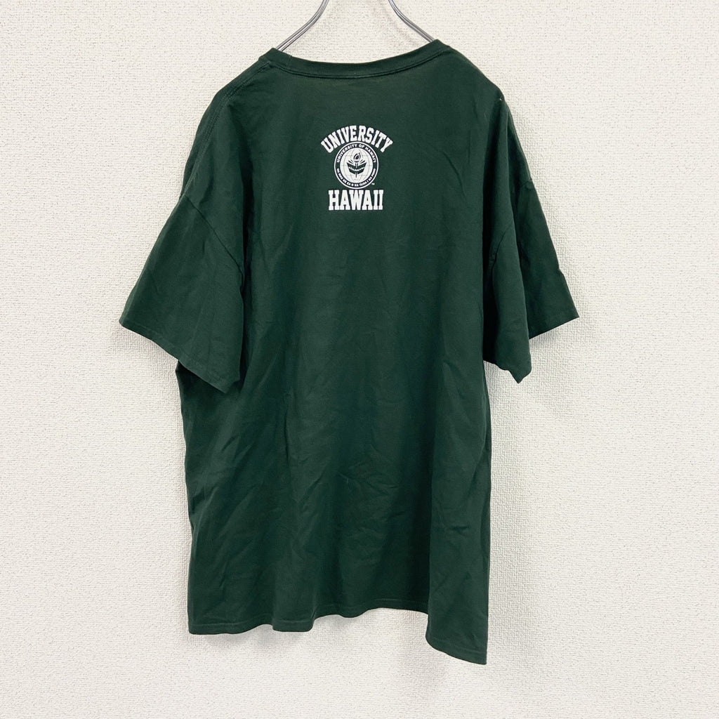 Hanes　ヘインズ　半袖カレッジプリントTシャツ　カレッジロゴ　緑　グリーン　XLサイズ　古着