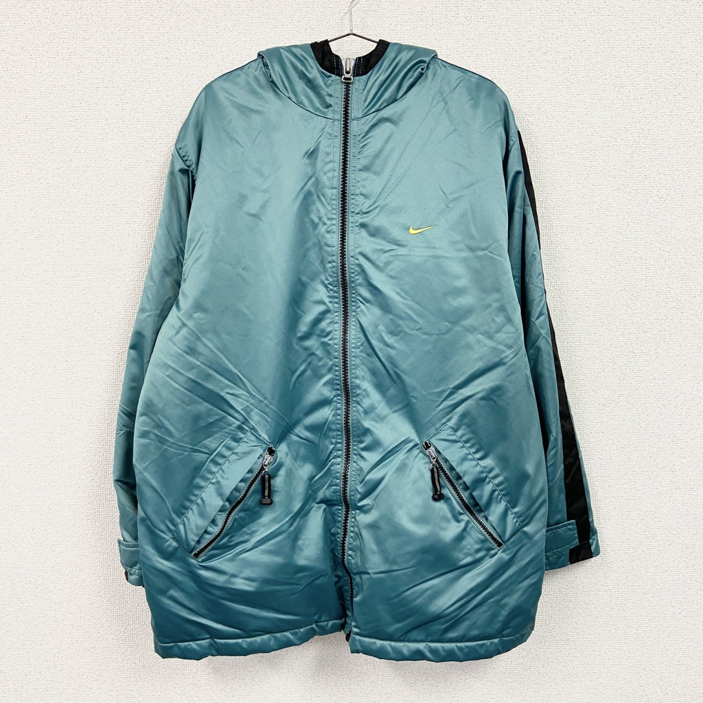 90s　NIKE　ナイキ　フルジップナイロンパーカー　ヴィンテージ　フリースライナー　水色　ライトブルー　Lサイズ　古着