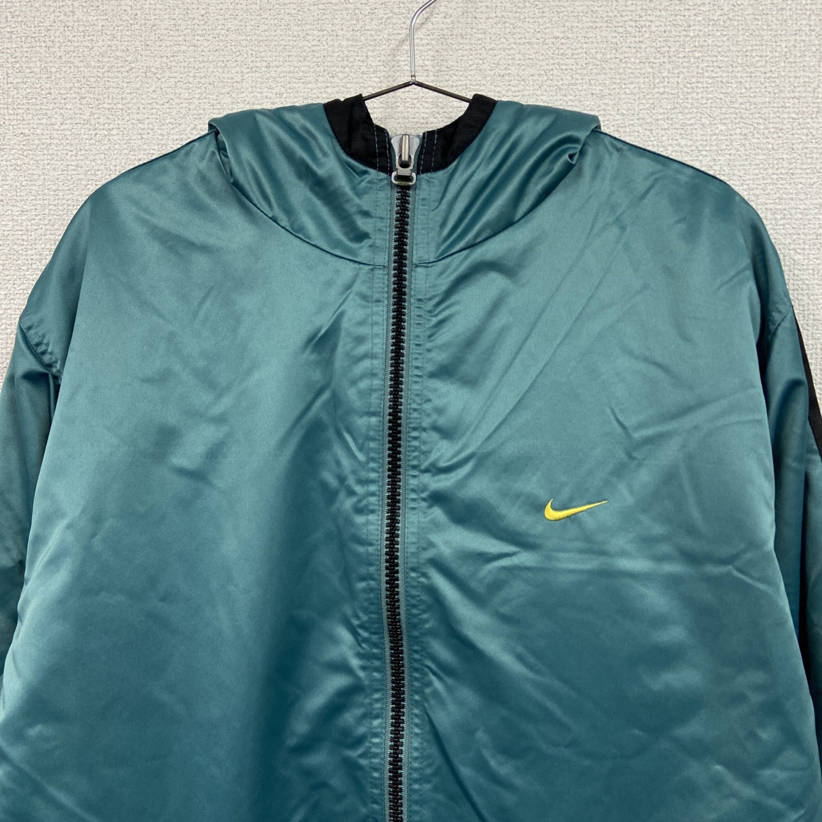 90s　NIKE　ナイキ　フルジップナイロンパーカー　ヴィンテージ　フリースライナー　水色　ライトブルー　Lサイズ　古着