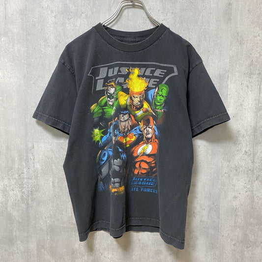 古着 used　DC Comics　JUSTICE LEAGUE　半袖アメコミプリントTシャツ　黒　ビッグシルエット　XLサイズ