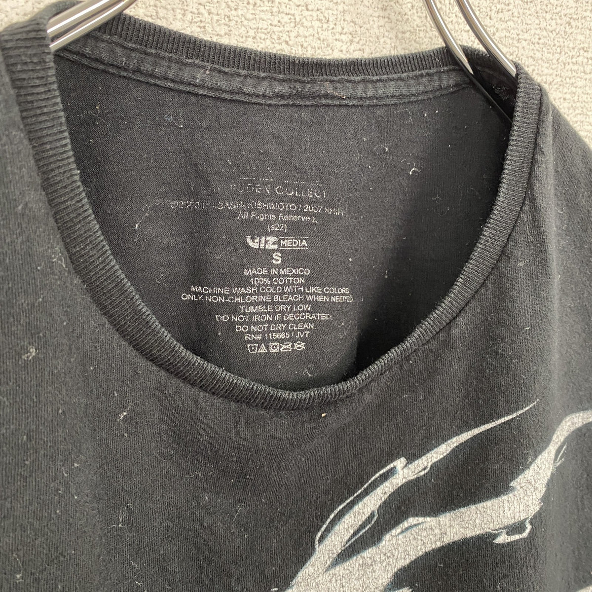 半袖アニメプリントTシャツ　ナルト　はたけカカシ　黒　ブラック　クルーネック　レトロデザイン　Sサイズ　古着