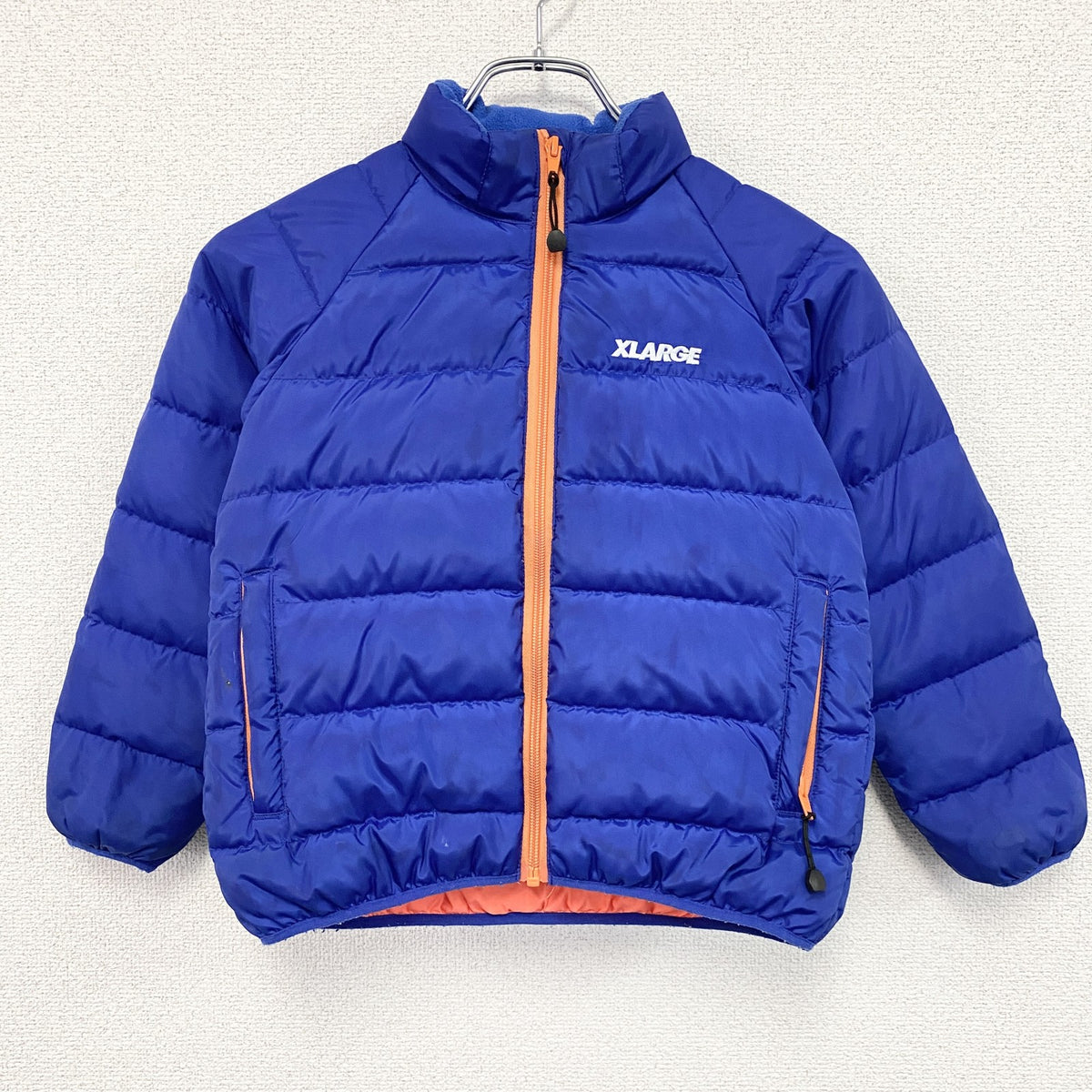XLARGE　エクストララージ　ダウンジャケット　ダウン80%　ラグランスリーブ　青　ブルー　120サイズ　古着