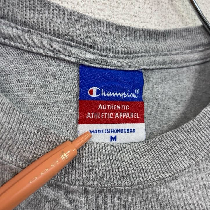 90s　00s　Champion　半袖プリントTシャツ　サッカー　カレッジカップ　グレー　灰色　ヴィンテージ　Mサイズ　古着