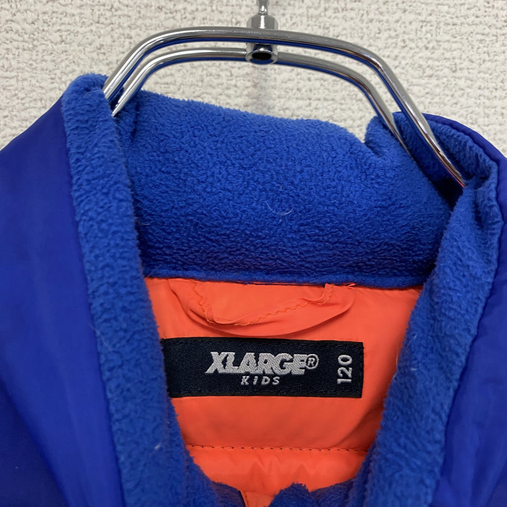 XLARGE　エクストララージ　ダウンジャケット　ダウン80%　ラグランスリーブ　青　ブルー　120サイズ　古着