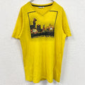 RE WARD　半袖VネックプリントTシャツ　ラスベガス　街並み　黄色　イエロー　レトロデザイン　Mサイズ　古着