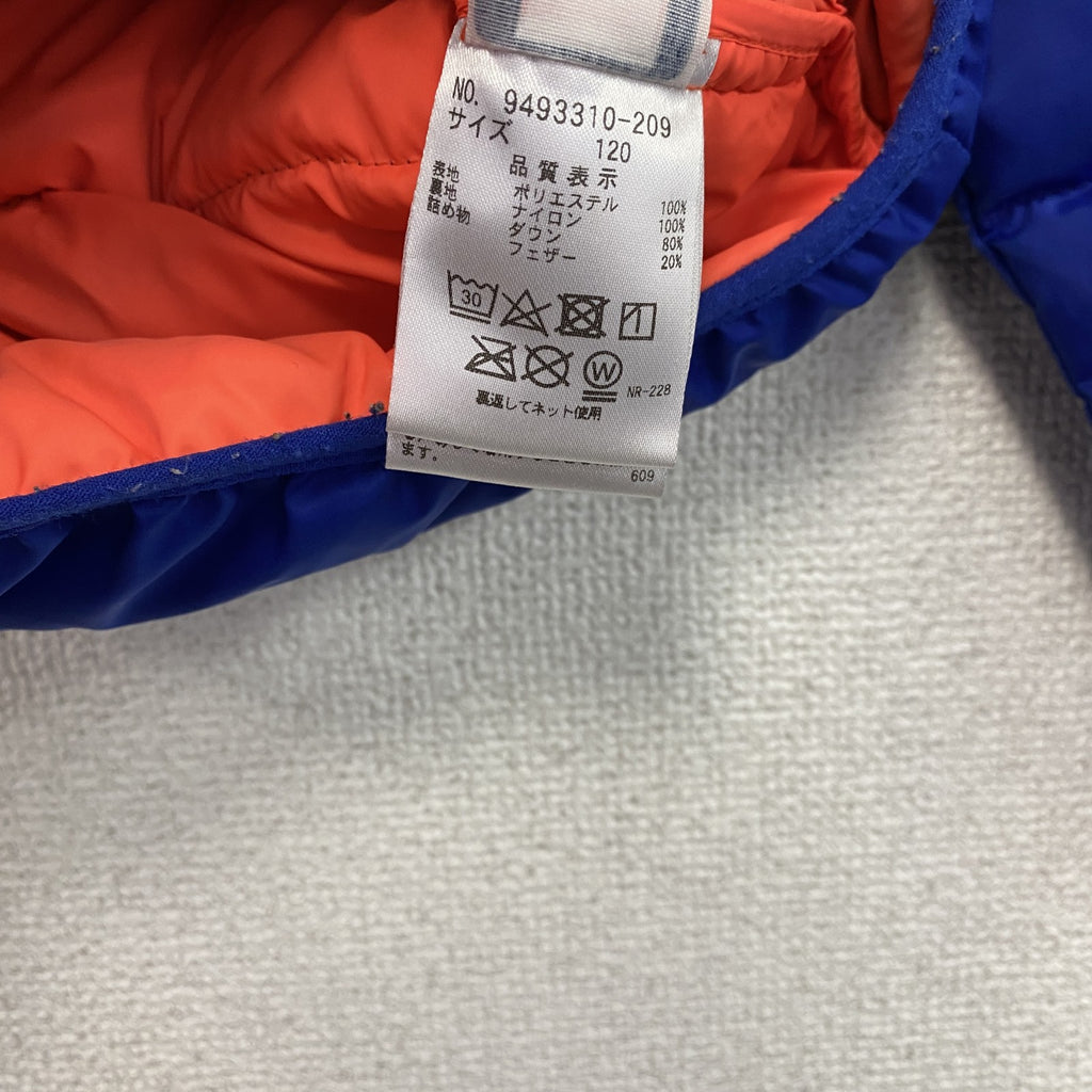 XLARGE　エクストララージ　ダウンジャケット　ダウン80%　ラグランスリーブ　青　ブルー　120サイズ　古着