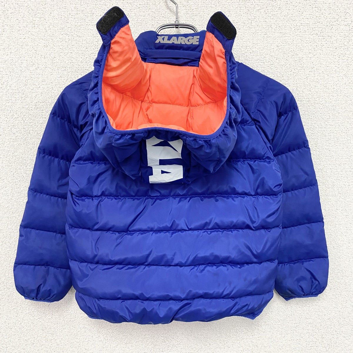XLARGE　エクストララージ　ダウンジャケット　ダウン80%　ラグランスリーブ　青　ブルー　120サイズ　古着