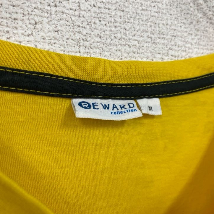 RE WARD　半袖VネックプリントTシャツ　ラスベガス　街並み　黄色　イエロー　レトロデザイン　Mサイズ　古着