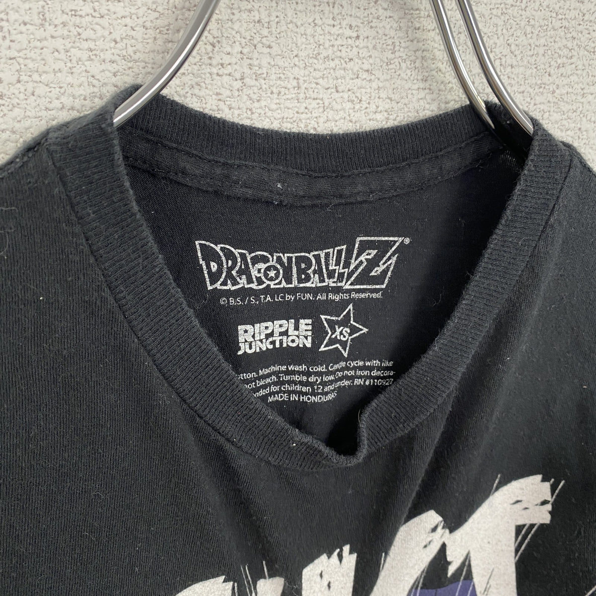 半袖アニメプリントTシャツ　スーパーサイヤ人3　黒　ブラック　クルーネック　レトロデザイン　XSサイズ　古着