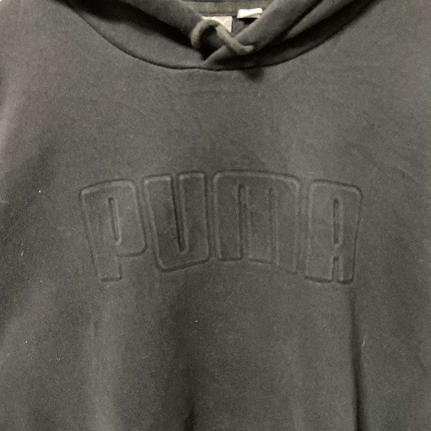 古着 used　puma プーマ　長袖ロゴパーカー　フード付きスウェット　プルオーバー　黒　ブラック　XLサイズ