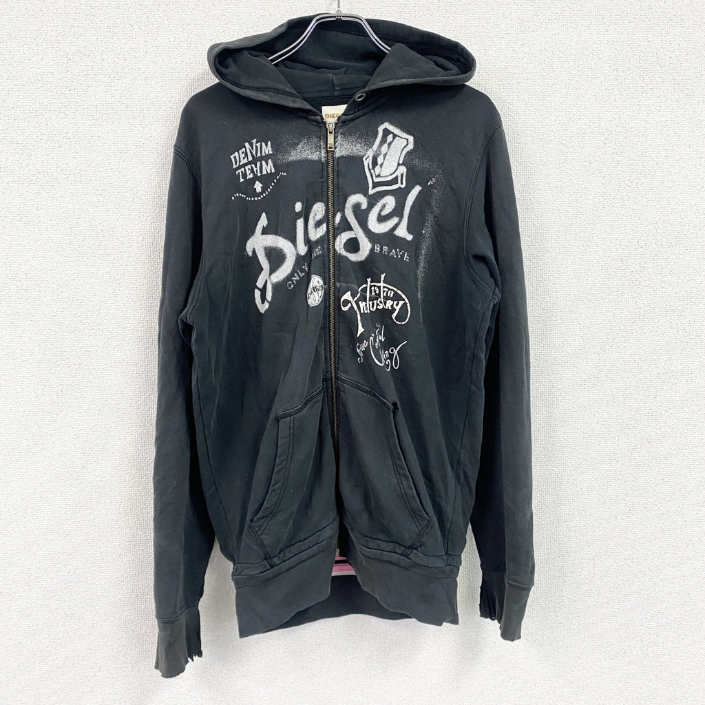 DIESEL　ディーゼル　フルジップスウェットパーカー/フーディー　黒　ブラック　Lサイズ　古着