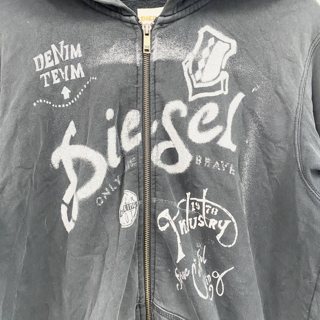 DIESEL　ディーゼル　フルジップスウェットパーカー/フーディー　黒　ブラック　Lサイズ　古着