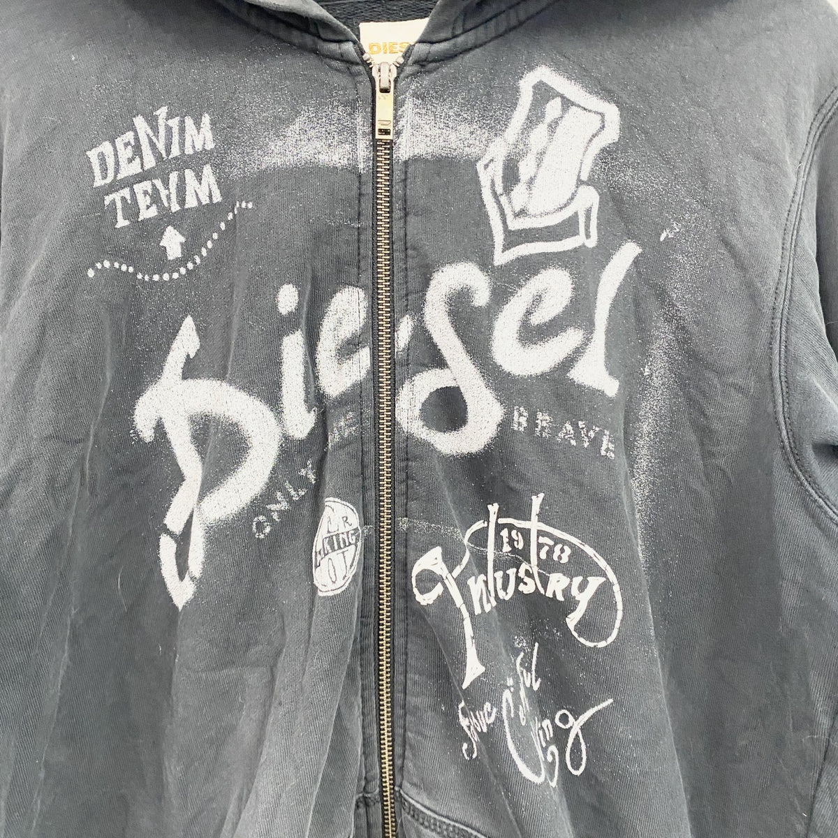 DIESEL　ディーゼル　フルジップスウェットパーカー/フーディー　黒　ブラック　Lサイズ　古着