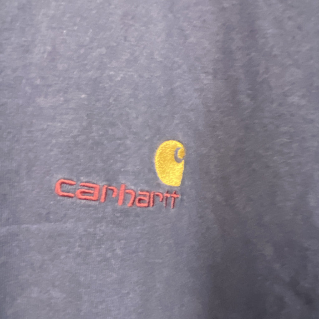Carhartt　カーハート　半袖Tシャツ　刺ロゴ　ワンポイント　紺　ネイビー　XLサイズ カットソー メンズ コットン 古着