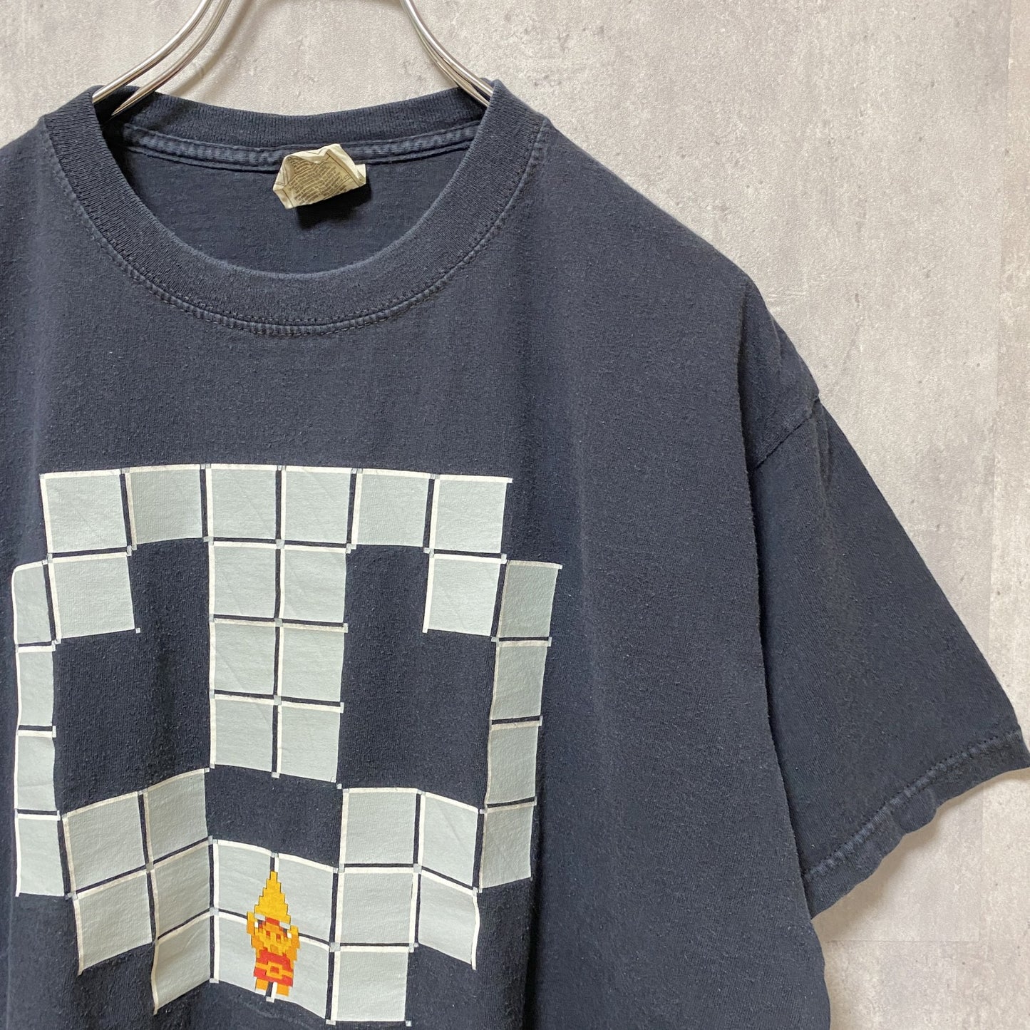 古着 used　FRUIT OF THE LOOM フルーツオブザルーム　マリオ　半袖プリントTシャツ　レトロ　黒　Lサイズ