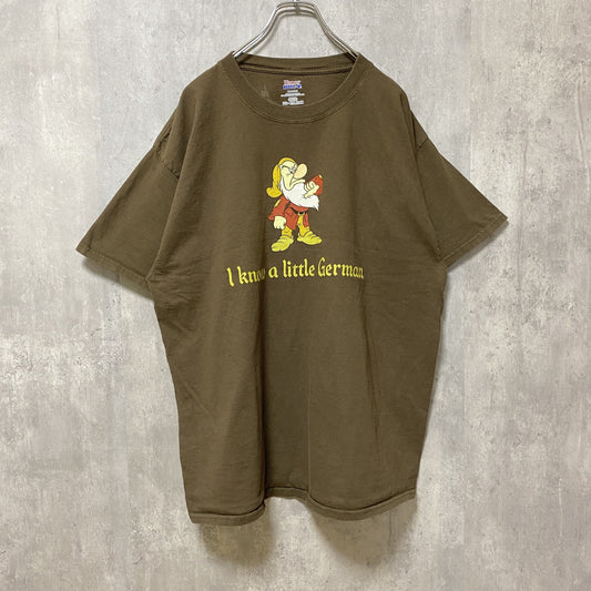 古着 used　Disney　ディズニー　半袖プリントTシャツ　白雪姫　Hanes　ヘインズ　茶色　ビッグシルエット　XLサイズ